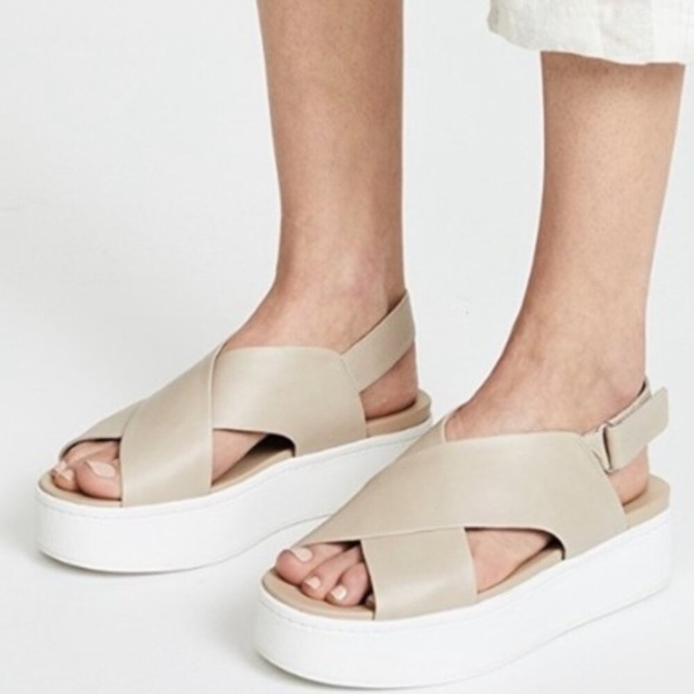 Vince Weslan Crisscross Slingback Leather Flatform Platform Sandals 7.5